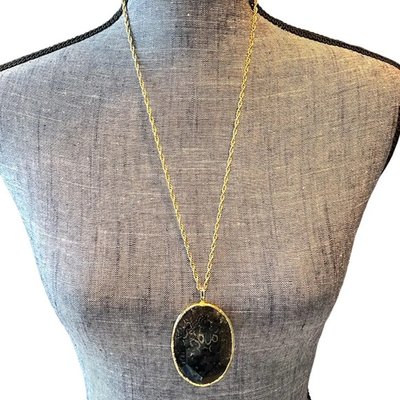 Charlene K Snake Skin Agate Pendant Necklace Gold Vermeil Gemstone